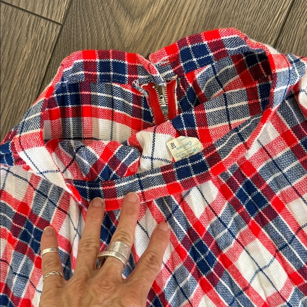 Vintage 1960’s Plaid pleated A-Line Skirt - Red white and Blue metal zipper - Picture 3 of 8